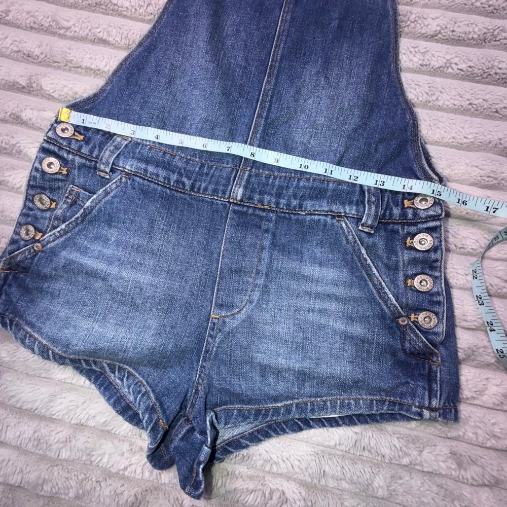 Free People Womens 24 Denim Shortalls Blue Jean Overalls Medium Wash Shorts - Picture 4 of 12